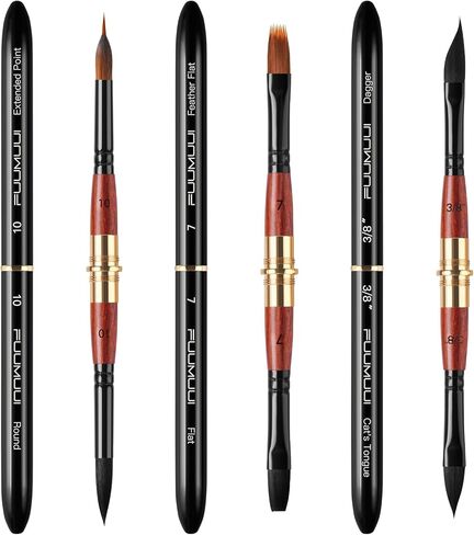 Dual Tip Travel Watercolor Brushes, Fuumuui 3pcs Synthetic Squirrel Hair Set of 6 Versatile Tips with Leather Pouch Perfect for Watercolor Gouache Ink Painting in Saudi Arabia