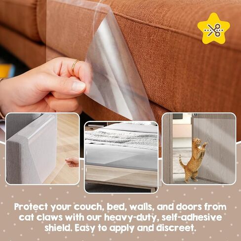 Couch Protector from Cat Claws, 12-Pack Starter Kit - Mixed Sizes (14" Series) Clear Anti Cat Scratch Furniture Protector, Self-Adhesive Deterrent for Sofa & Chairs in Saudi Arabia