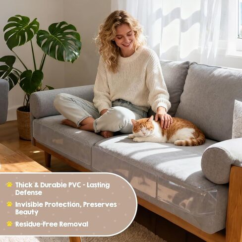Couch Protector from Cat Claws, 12-Pack Starter Kit - Mixed Sizes (14" Series) Clear Anti Cat Scratch Furniture Protector, Self-Adhesive Deterrent for Sofa & Chairs in Saudi Arabia