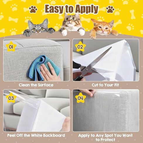 Couch Protector from Cat Claws, 12-Pack Starter Kit - Mixed Sizes (14" Series) Clear Anti Cat Scratch Furniture Protector, Self-Adhesive Deterrent for Sofa & Chairs in Saudi Arabia