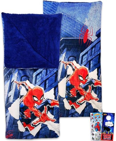Spiderman Sleeping Bag Set - Bundle with Marvel Soft Sherpa Slumber Bag Plus Stickers, More for Kids, Boys | Spiderman Sleeping Bag 27" x 56" in Saudi Arabia