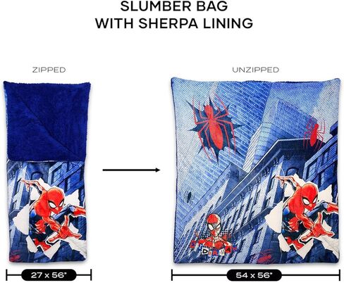 Spiderman Sleeping Bag Set - Bundle with Marvel Soft Sherpa Slumber Bag Plus Stickers, More for Kids, Boys | Spiderman Sleeping Bag 27" x 56" in Saudi Arabia