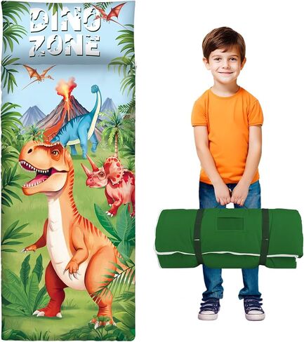 Toddler Nap Mat Kids Sleeping Bag 59‘’×24‘’, Soft Slumber Bag with Removable Pillow for Kids Girls Boys,Roll Up Sleeping Mat Lightweight for Camping,Daycare, Kindergarden in Saudi Arabia