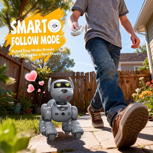 anysun Robot Dog Toy for Kids, Programmable Remote Control Robot Puppy with Follow Up & Touch Sensors, Dancing & Singing, Smart Stunt Robot Pet, Interactive Robotic Dog for Kids (Gray) in Saudi Arabia