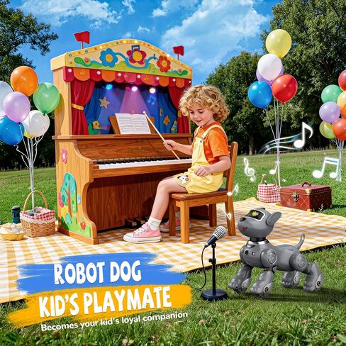 anysun Robot Dog Toy for Kids, Programmable Remote Control Robot Puppy with Follow Up & Touch Sensors, Dancing & Singing, Smart Stunt Robot Pet, Interactive Robotic Dog for Kids (Gray) in Saudi Arabia