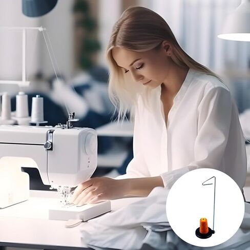 حامل خيط حامل البكرة، حامل خيط واحد قابل للتعديل، حامل خيوط ماكينة الخياطة، مخروط عالمي وحامل بكرة للتطريز والخياطة وخيوط اللحف (اللون: أسود) in Kuwait