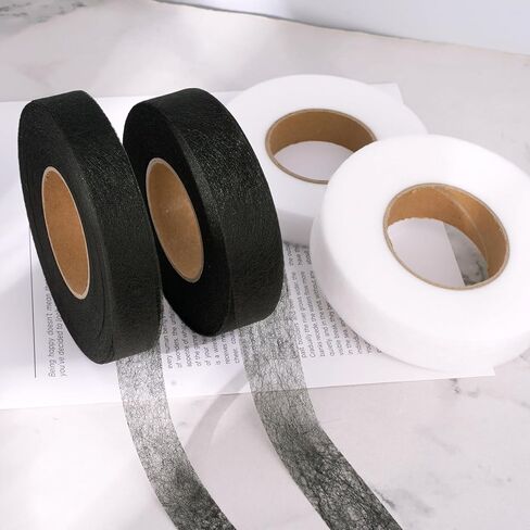 شريط حاشية بطول 280 ياردة للسراويل، 4 لفات حديد على شريط حاشية 3/4 بوصة شريط قماشي لاصق لحرف ستائر الملابس (أسود + أبيض) in Kuwait