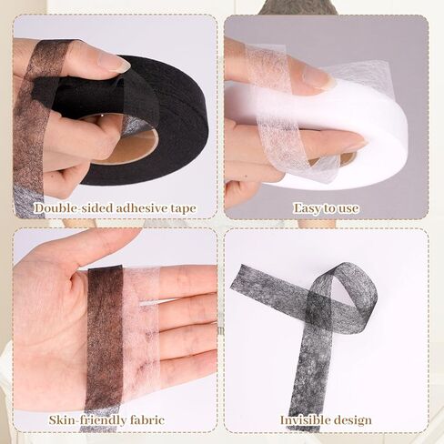 شريط حاشية بطول 280 ياردة للسراويل، 4 لفات حديد على شريط حاشية 3/4 بوصة شريط قماشي لاصق لحرف ستائر الملابس (أسود + أبيض) in Kuwait