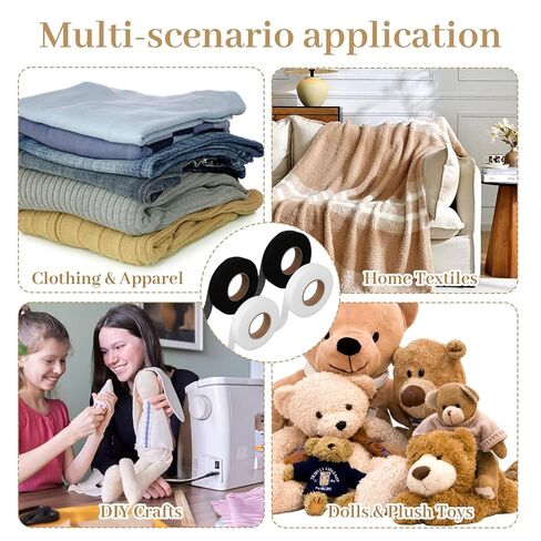 شريط حاشية بطول 280 ياردة للسراويل، 4 لفات حديد على شريط حاشية 3/4 بوصة شريط قماشي لاصق لحرف ستائر الملابس (أسود + أبيض) in Kuwait