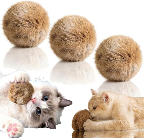 Rabbit Fur Ball Cat Toy, Rabbit Fur Balls for Cats, Furry Catnip Toy Ball Soft, Washable & Fun to Chase, for Bunny Kicks & Chase Games, for Indoor Exercise & Bonding (6PCS) in Saudi Arabia