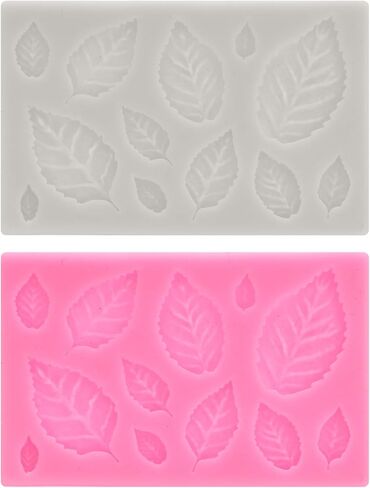 2pcs Polymer Clay Mold, Clay Mold Fondant Mold Maple Leaf Mold Silicone for Crafts Air Dry DIY Cakes Chocolate Candy Sugar Baking, Pink Grey in Saudi Arabia
