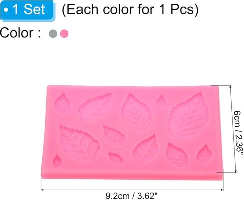 2pcs Polymer Clay Mold, Clay Mold Fondant Mold Maple Leaf Mold Silicone for Crafts Air Dry DIY Cakes Chocolate Candy Sugar Baking, Pink Grey in Saudi Arabia