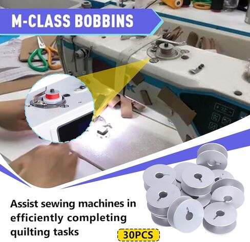 30PCS 18034AS M Class Bobbins Compatible with All Handi Quilter, Pfaff Brand Grand Quilter 18", Juki Brand TL-2200QVP Quilt Virtuoso Pro, Grace Longarm Machines, Aluminum Slotted in Saudi Arabia