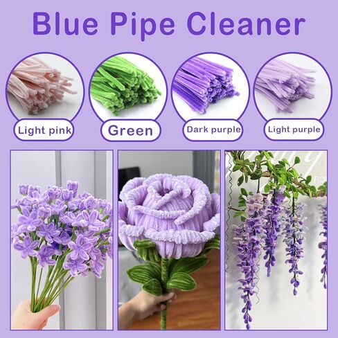 600 Pcs Purple Pipe Cleaners Craft for Flowers,Multiple Assorted Colors Pipe Cleaners Bulk, Chenille Stems for DlY Flower Making Kit.Pink Pipe Cleaners Craft Set(Purple) in Saudi Arabia