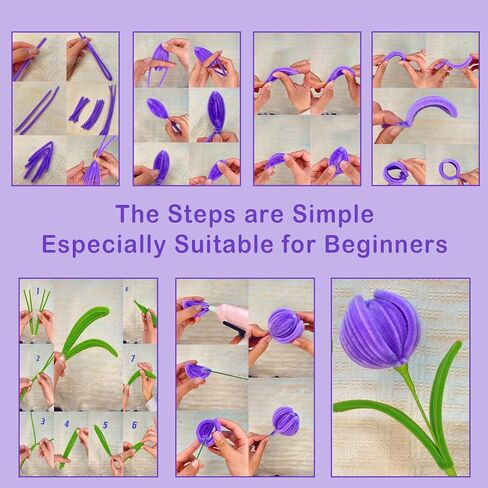 600 Pcs Purple Pipe Cleaners Craft for Flowers,Multiple Assorted Colors Pipe Cleaners Bulk, Chenille Stems for DlY Flower Making Kit.Pink Pipe Cleaners Craft Set(Purple) in Saudi Arabia