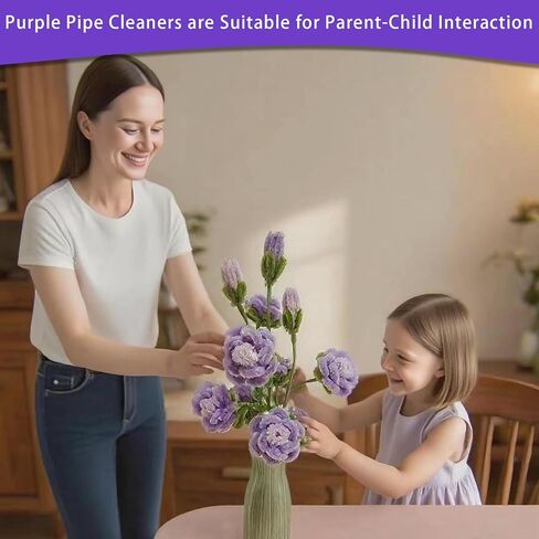 600 Pcs Purple Pipe Cleaners Craft for Flowers,Multiple Assorted Colors Pipe Cleaners Bulk, Chenille Stems for DlY Flower Making Kit.Pink Pipe Cleaners Craft Set(Purple) in Saudi Arabia