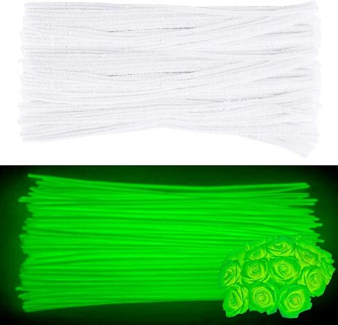 100PCS Pipe Cleaners,Glow in The Dark Chenille Sticks,Glowing Solid Color Pipe Cleaners Set for Art and Craft Projects Creative DIY Decorations. in Kuwait