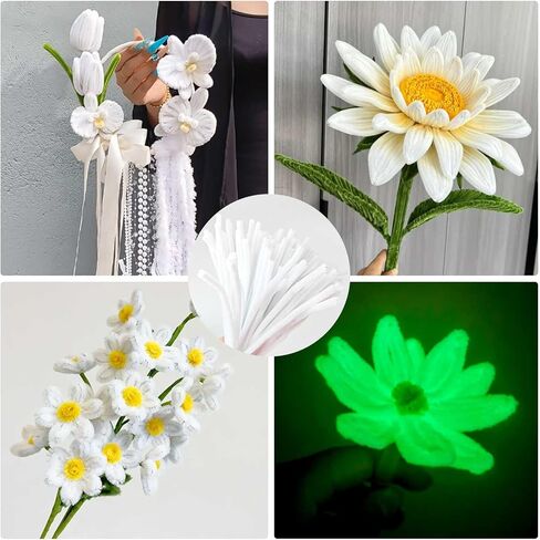 100PCS Pipe Cleaners,Glow in The Dark Chenille Sticks,Glowing Solid Color Pipe Cleaners Set for Art and Craft Projects Creative DIY Decorations. in Kuwait