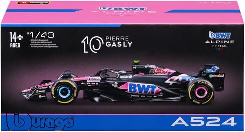 Bburago 1:43 2024 Race BWT Alpine F1 Team A524 مع خوذة جاسلي #10 in Saudi Arabia