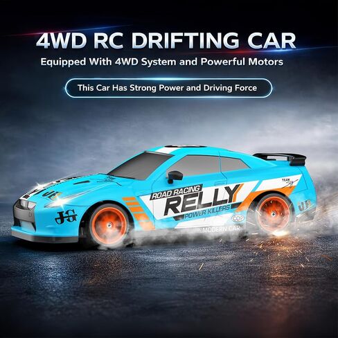 RC Drift Car Remote Control Car 2.4GHz 1:24 Scale 4WD 15KM/H High Speed Model Vehicle LED Lights Drifting Tire Racing Sport Toy Car for Adult Boys Girls Kids Gift 2Pcs Rechargeable Batterie in Saudi Arabia
