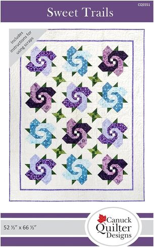 نمط لحاف Sweet Trails، من تصميم Canuck Quilter Designs، مقاس 52.5 × 66.5 حجم نهائي، مقطوع من مقدار من الياردات in Kuwait