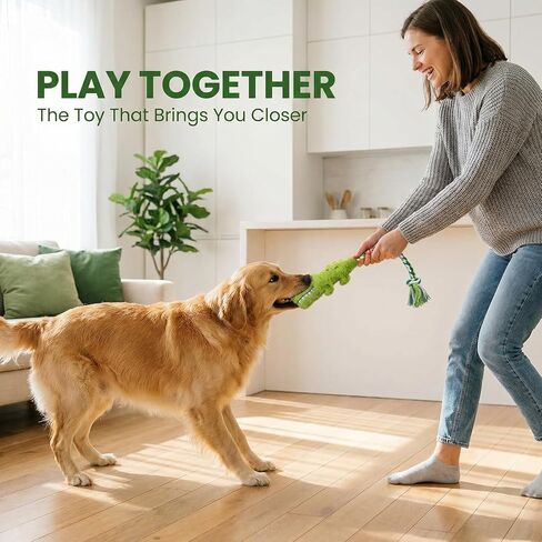Squeaky Alligator Dog Toy Long Rope Tail for Small Medium Dogs, Durable Plush Chew Dogs Toys for Aggressive Chewers, Interactive Dog Toys for Boredom Relief and Comfort in Saudi Arabia