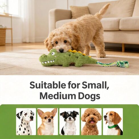Squeaky Alligator Dog Toy Long Rope Tail for Small Medium Dogs, Durable Plush Chew Dogs Toys for Aggressive Chewers, Interactive Dog Toys for Boredom Relief and Comfort in Saudi Arabia