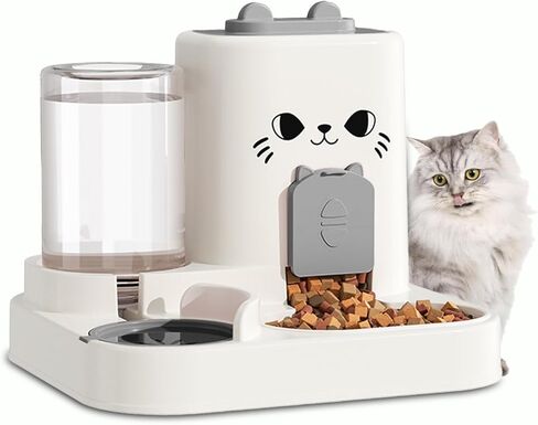 Gravity Cat Feeder, 2-in-1 Gravity Cat Food and Water Dispenser, Small Food Water Dispenser Set with Funny Cat Stick for Small Pets Cats Dogs Puppy Kitten, Easy to Clean in Kuwait