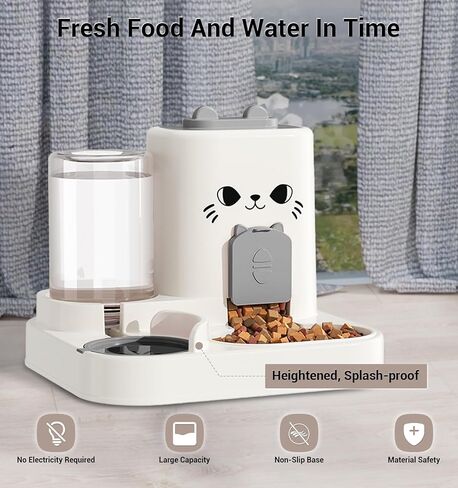Gravity Cat Feeder, 2-in-1 Gravity Cat Food and Water Dispenser, Small Food Water Dispenser Set with Funny Cat Stick for Small Pets Cats Dogs Puppy Kitten, Easy to Clean in Kuwait
