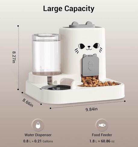 Gravity Cat Feeder, 2-in-1 Gravity Cat Food and Water Dispenser, Small Food Water Dispenser Set with Funny Cat Stick for Small Pets Cats Dogs Puppy Kitten, Easy to Clean in Kuwait
