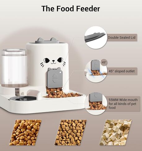 Gravity Cat Feeder, 2-in-1 Gravity Cat Food and Water Dispenser, Small Food Water Dispenser Set with Funny Cat Stick for Small Pets Cats Dogs Puppy Kitten, Easy to Clean in Kuwait