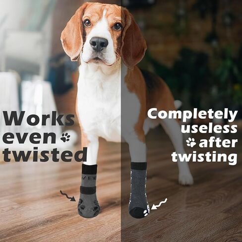 EXPAWLORER 4Pcs Anti-Slip Dog Socks - Double Side Dog Booties for Hot Pavement, Non-Slip Paw Protector for Hardwood Floors, Dog Shoes to Prevent Licking,Grey S in Saudi Arabia