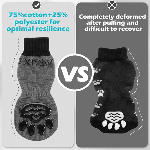 EXPAWLORER 4Pcs Anti-Slip Dog Socks - Double Side Dog Booties for Hot Pavement, Non-Slip Paw Protector for Hardwood Floors, Dog Shoes to Prevent Licking,Grey S in Saudi Arabia