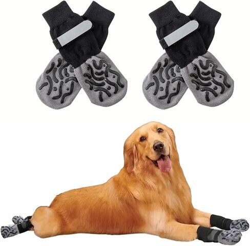 2 Pairs Anti Slip Dog Socks to Prevent Licking Paws,Dog Shoes for Hot Pavement,Dog Booties for Small Medium Large Senior Dogs,Paw Protectors for Hardwood Floors (Brown,XL) in Saudi Arabia