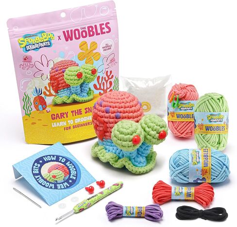 The Woobles Crochet Kit for Beginners – Spongebob Squarepants Craft Kit with Easy Peasy Yarn for Adults & Young Crafters, As Seen On Shark Tank, Step by Step Video Tutorials (Gary The Snail) in Saudi Arabia