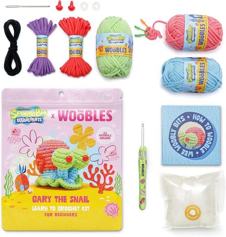The Woobles Crochet Kit for Beginners – Spongebob Squarepants Craft Kit with Easy Peasy Yarn for Adults & Young Crafters, As Seen On Shark Tank, Step by Step Video Tutorials (Gary The Snail) in Saudi Arabia