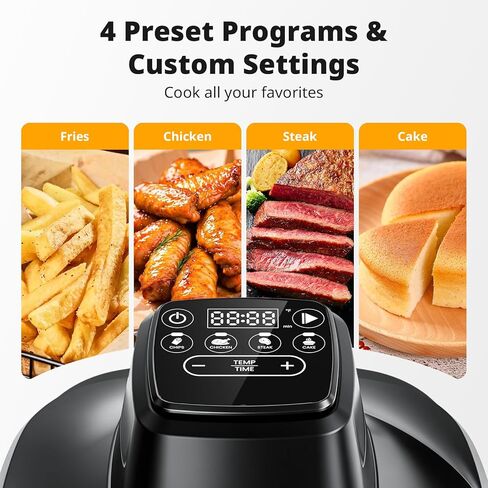 مقلاة هوائية زجاجية قابلة للشرب من AIRMSEN، غير سامة، 4.8QT و1.3QT، 4 إعدادات مسبقة وتحكم يدوي، حرارة دقيقة 140–450 درجة فهرنهايت، زيت أقل بنسبة 95%، إيقاف مؤقت واستئناف تلقائي، آمنة للاستخدام في الميكروويف وغسالة الأطباق in Kuwait