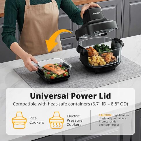 مقلاة هوائية زجاجية قابلة للشرب من AIRMSEN، غير سامة، 4.8QT و1.3QT، 4 إعدادات مسبقة وتحكم يدوي، حرارة دقيقة 140–450 درجة فهرنهايت، زيت أقل بنسبة 95%، إيقاف مؤقت واستئناف تلقائي، آمنة للاستخدام في الميكروويف وغسالة الأطباق in Kuwait