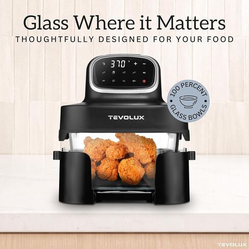 4-in-1 Portable Glass Air Fryer Cooking System, 1500W, 6.3QT & 4.4QT Glass Containers with Storage Lids, Microwave, Freezer & Dishwasher Safe in Saudi Arabia