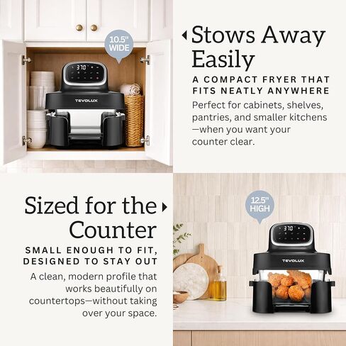 4-in-1 Portable Glass Air Fryer Cooking System, 1500W, 6.3QT & 4.4QT Glass Containers with Storage Lids, Microwave, Freezer & Dishwasher Safe in Saudi Arabia