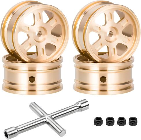 GOUPRC 0.7'' Brass RC Wheel Rims Hub for AXIAL SCX30 Ford Bronco & Jeep Wrangler JLU RC Crawler Upgrades with Install Accessories in Saudi Arabia