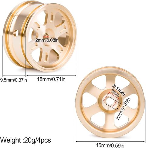 GOUPRC 0.7'' Brass RC Wheel Rims Hub for AXIAL SCX30 Ford Bronco & Jeep Wrangler JLU RC Crawler Upgrades with Install Accessories in Saudi Arabia
