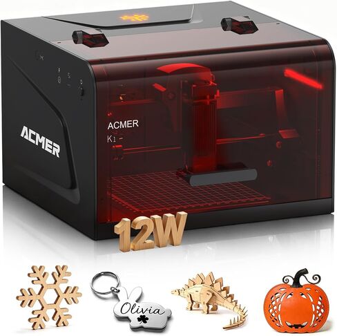 ACMER K1 Laser Engraver, 7000mW Desktop Laser Engraving Machine, 150×150mm Work Area, 0.08mm Fine Engraving Spot, Compact Laser Cutter for Wood, Plywood, Acrylic, DIY Crafts & Small Business in Kuwait