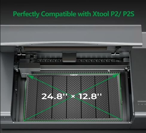 سرير ليزر SKOUPHY Update P2 CO2 بطبقة ليزر مقاومة للحرارة، منطقة عمل على شكل قرص العسل 605 * 300 مم مع دبابيس تثبيت لقاطع الليزر XTool P2/ P2S in Kuwait