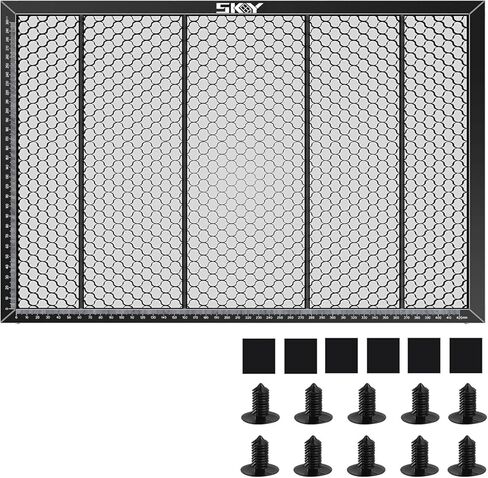 سرير ليزر مطلي مقاوم للحرارة على شكل قرص العسل من SKOUPHY لنقش الليزر Wecreate Vision 20W 40W، سرير على شكل قرص العسل مع دبابيس تثبيت لقاطع الرؤية بالليزر 17.79 * 13.15 * 0.62 بوصة in Kuwait