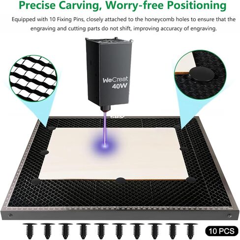 سرير ليزر مطلي مقاوم للحرارة على شكل قرص العسل من SKOUPHY لنقش الليزر Wecreate Vision 20W 40W، سرير على شكل قرص العسل مع دبابيس تثبيت لقاطع الرؤية بالليزر 17.79 * 13.15 * 0.62 بوصة in Kuwait