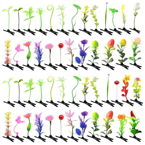 50pcs Bean Sprout Hair Clips Mixed Style Rave Plant Hairpins Flower Plant Hair Clip Funny Butterfly Mushroom Headwear Hair Accessories for Women Kids Girls Lady Home School Party(Mix01) in Saudi Arabia