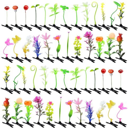 50pcs Bean Sprout Hair Clips Mixed Style Rave Plant Hairpins Flower Plant Hair Clip Funny Butterfly Mushroom Headwear Hair Accessories for Women Kids Girls Lady Home School Party(Mix01) in Saudi Arabia