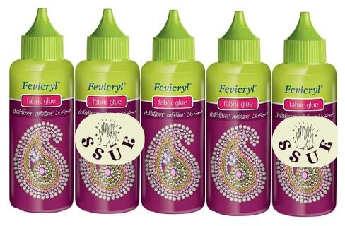 80ml Fevicryl Fabric Glue Sticking Beads, Ribbon, Design Clothes with Ornaments, Mirror Pieces, Patchwork, Stones, Laces, Sequins Embroidery Accessories Foil Easy Use Etc (Fabric Glue - 1pc) in Saudi Arabia