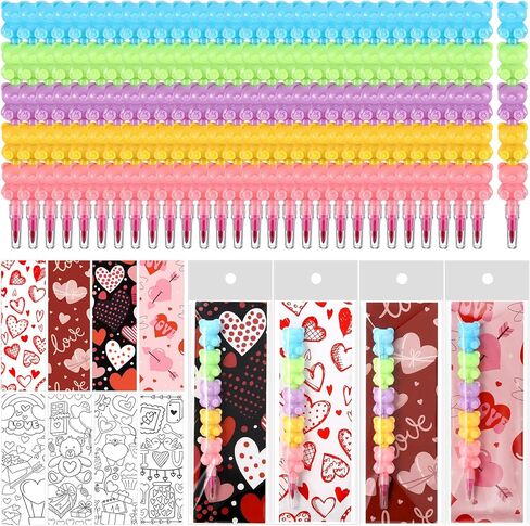 MotiMind 28 Sets End of Year Kindergarten Gift Crayons Party Favors Stackable Bear Crayons with Coloring Cards Graduation Goodie Bag Stuffers for Kids Classroom School Students Gifts in Saudi Arabia